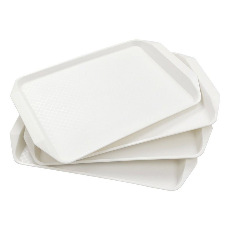 Lesbin White Plastic Fast Food Serving Trays, 16.9-Inch by 12-Inch, Set of 4 - Image 1